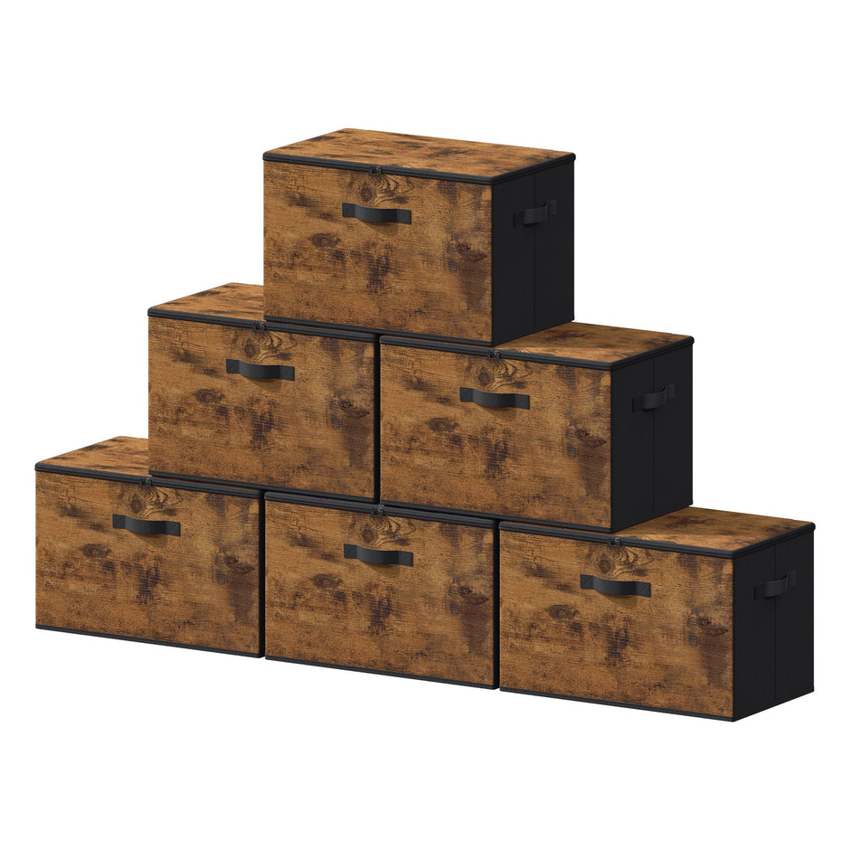 Opbergdozen - Set van 6 - Met Deksel - 40 x 30 cm - Zwart