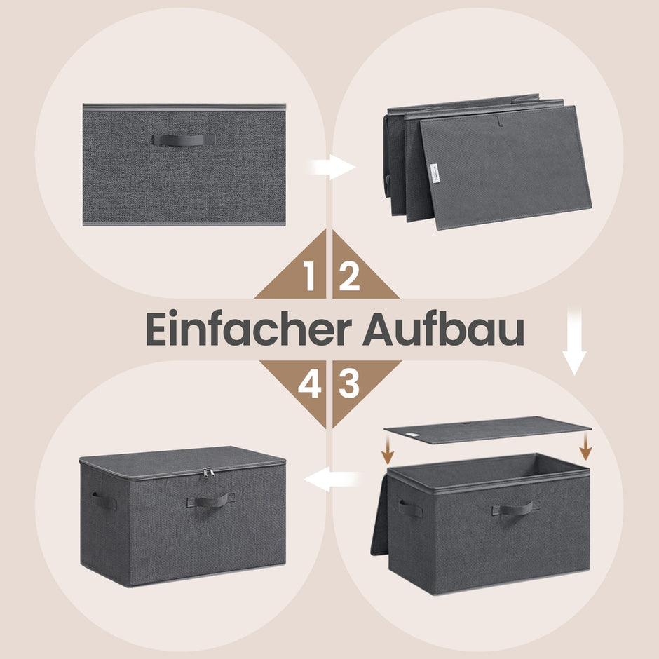 Opbergbox - Opvouwbaar met Handgrepen - Set van 3 - Grijs - 50 x 30 x 30 cm