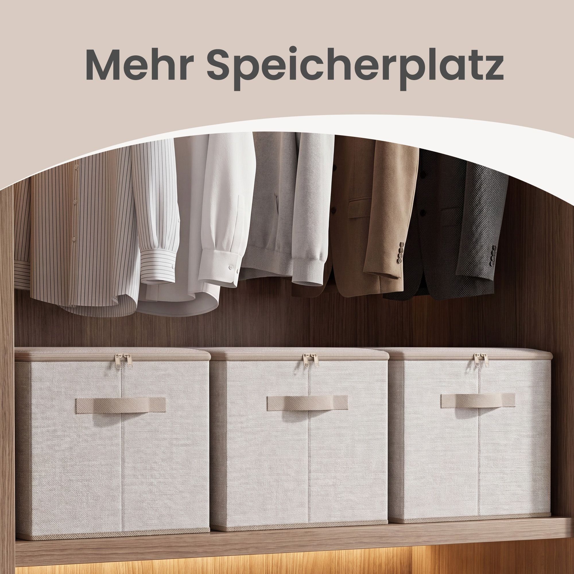 Opbergdozen - Set van 6 - Met Deksel - Linnenlook - Beige