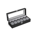 Watchbox - Watch Cabinet med glaslock - för 6 klockor - Svart