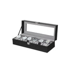Watchbox - Watch Cabinet med glaslock - för 6 klockor - Svart
