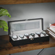 Klockbox – Elegant förvaringslösning för 6 klockor – Svartgrå
