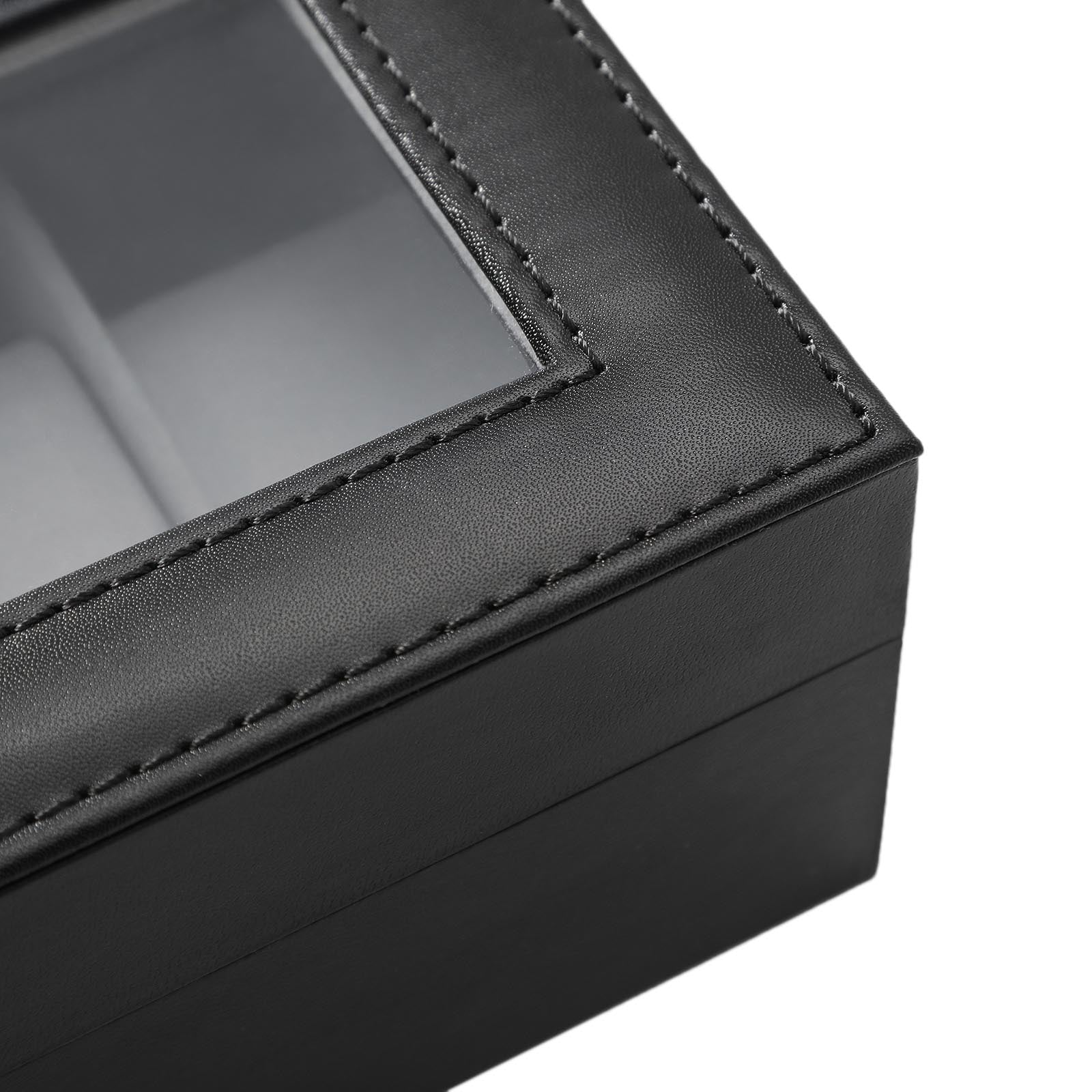Watchbox - Watch Cabinet med glaslock - för 6 klockor - Svart