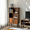 Bokhylla – Retrodesign med dörrar – Trälook/brun