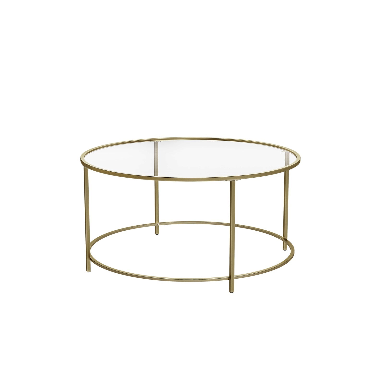 Runt soffbord – Glasskiva med guldram – Guld