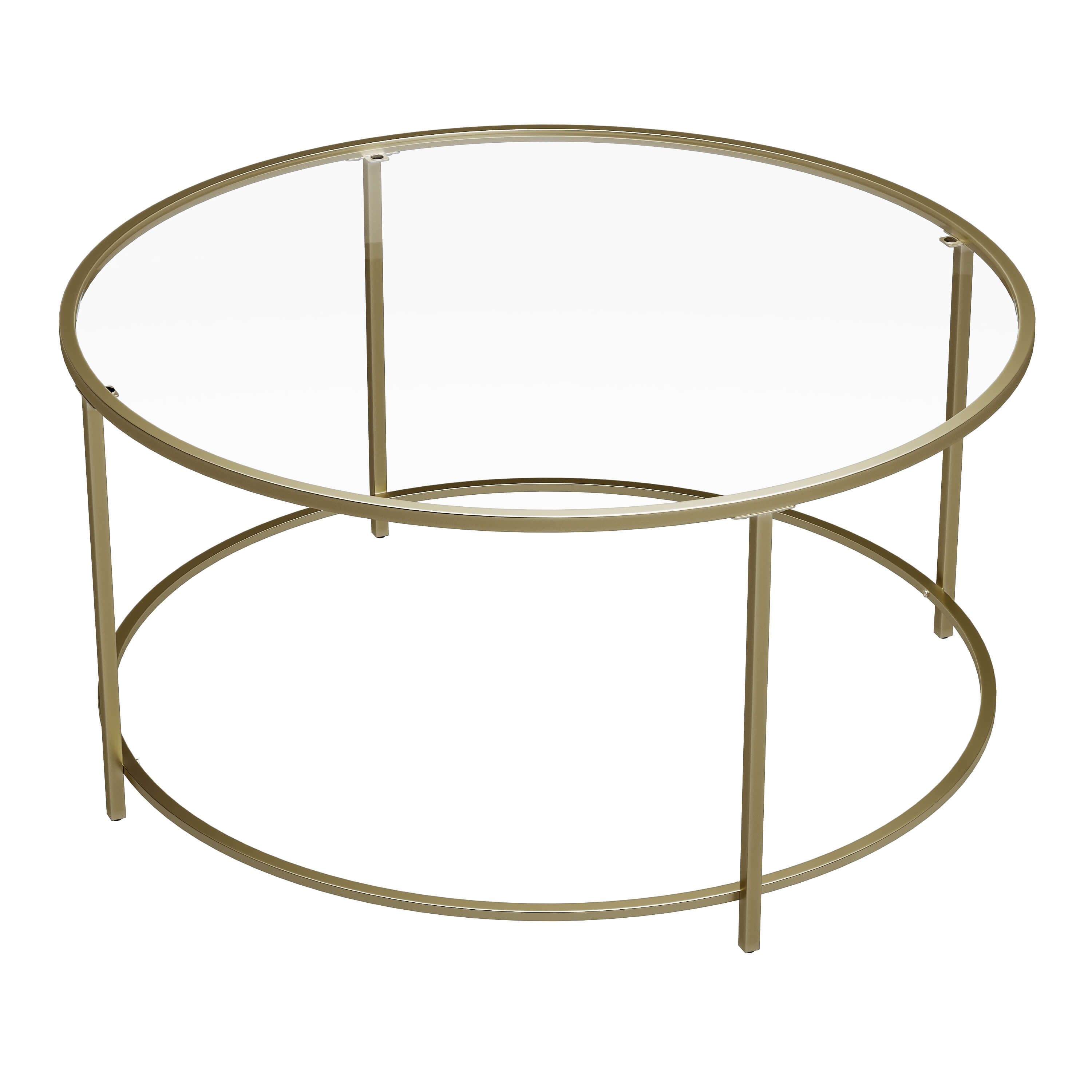 Runt soffbord – Glasskiva med guldram – Guld