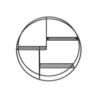 Väggställ - Industriell design - Rund med 3 metallhyllor - Svart