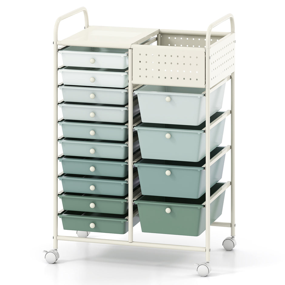 Rullvagn – med hjul servervagn lådor bricka perforerad plåt – 14 63 x 37 x 87 cm