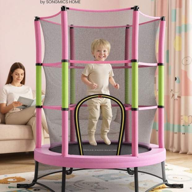 Kindertrampoline - 174 cm - Met Veiligheidsnet - Randbescherming - Roze