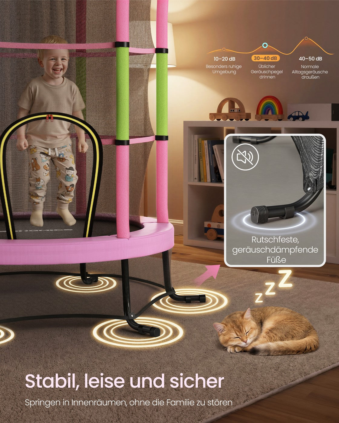 Kindertrampoline - 174 cm - Met Veiligheidsnet - Randbescherming - Roze
