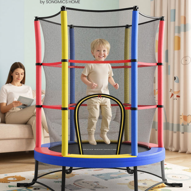 Kindertrampoline - 174 cm - Met Veiligheidsnet - Randbescherming - Meerkleurig