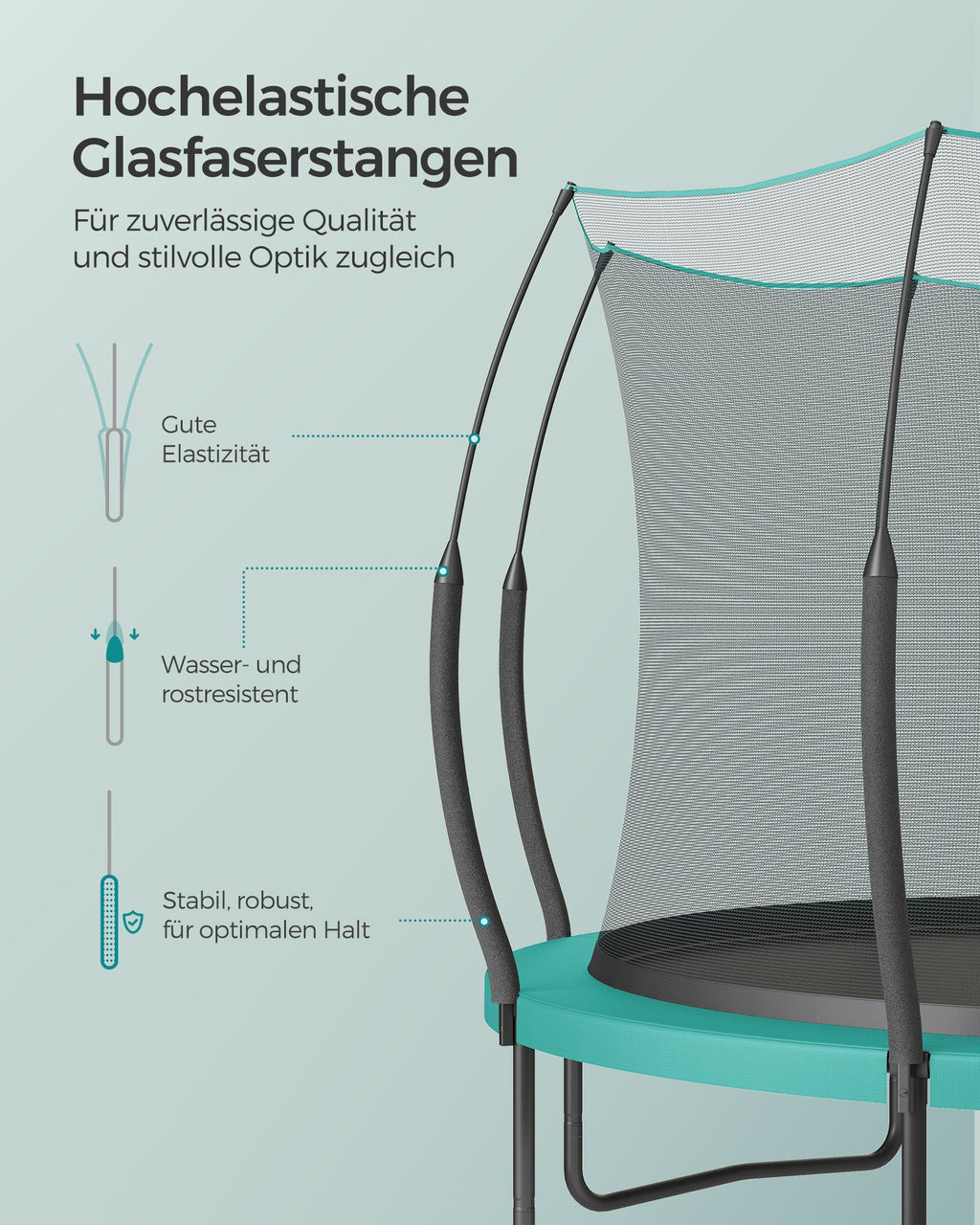 Trampolinsäkerhetsnät - med blixtlås - Ø 305 cm
