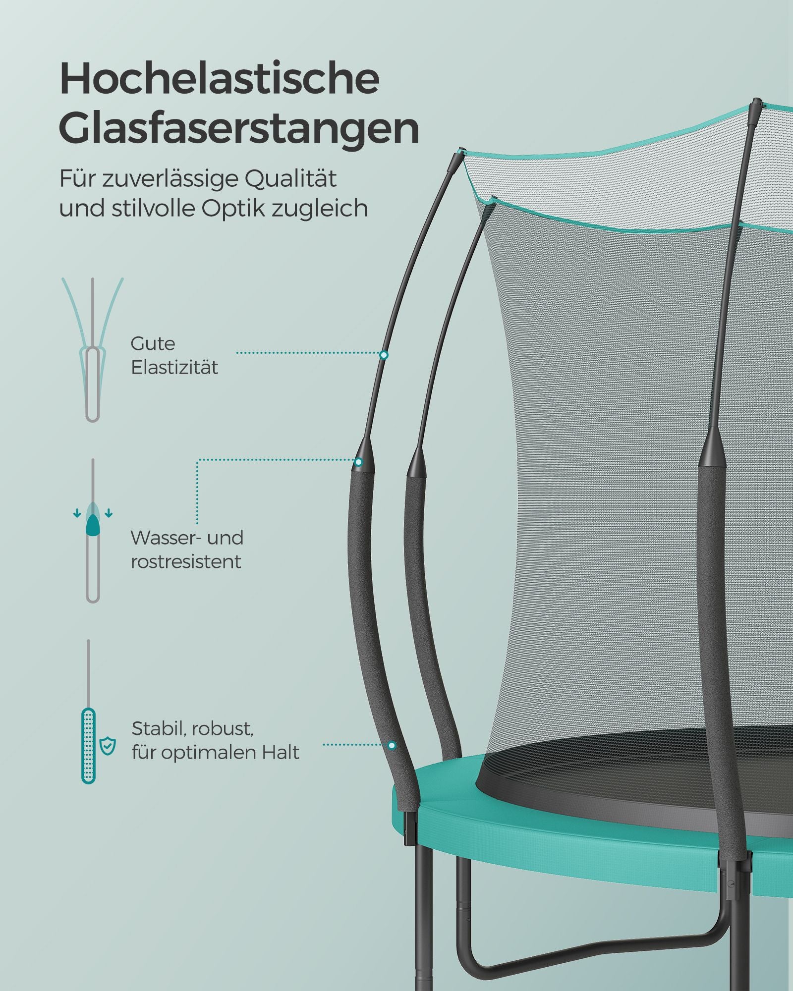 Trampolinsäkerhetsnät - med blixtlås - Ø 305 cm