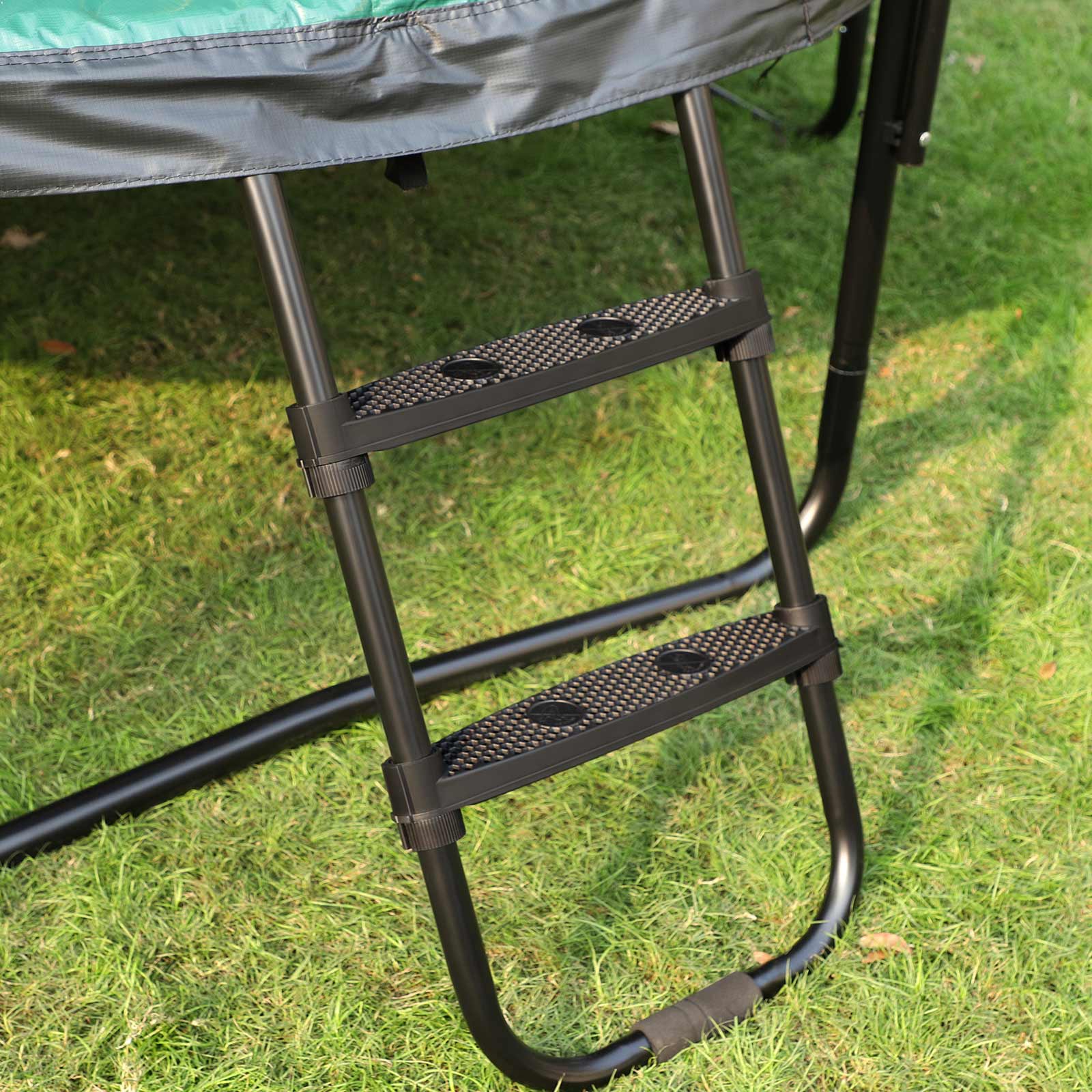 Trampolin - Ø 366 cm - med inre nätverk, stege och säkerhetsnät - grönt