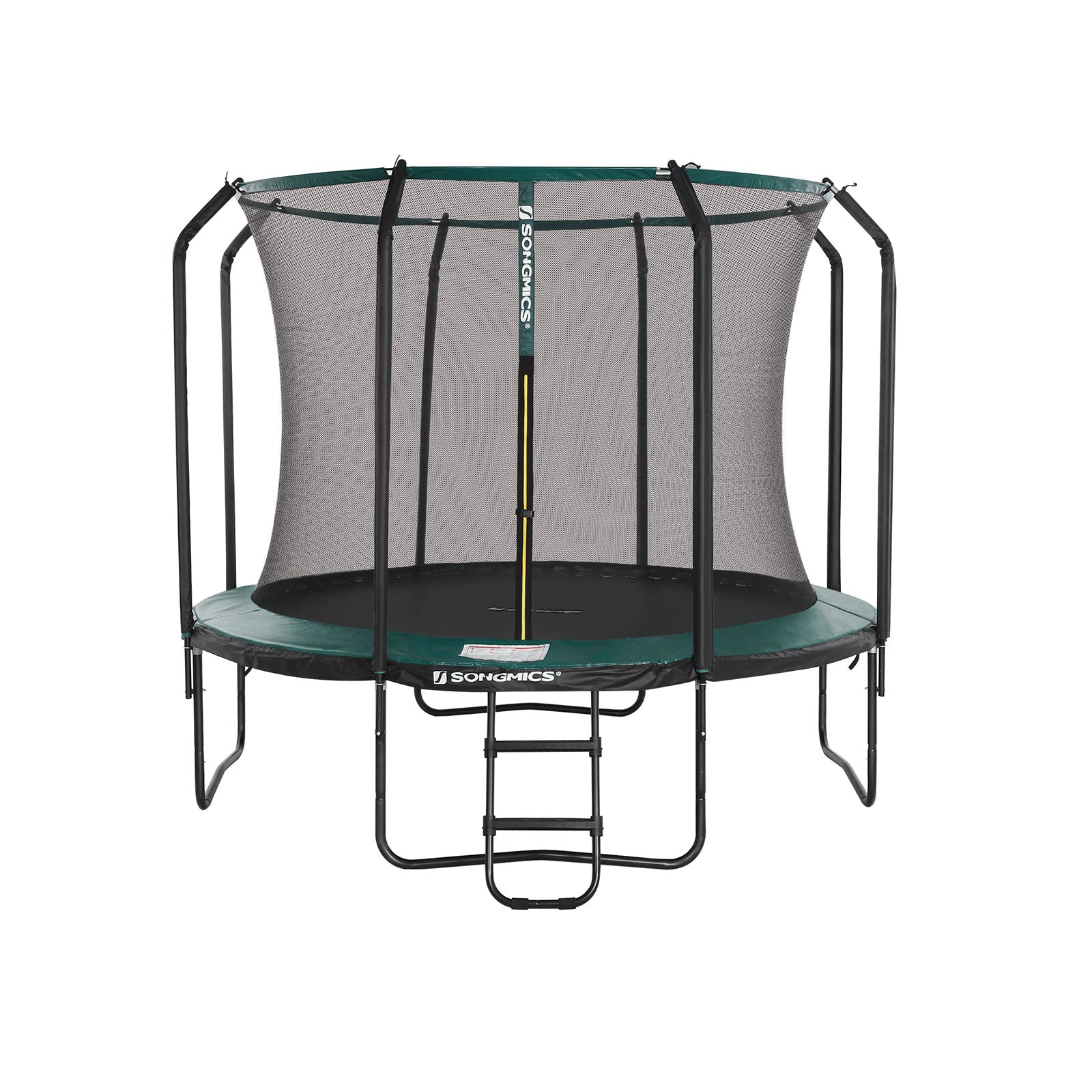 Trampolin - Ø 366 cm - med inre nätverk, stege och säkerhetsnät - grönt