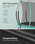 Trampolin - Ø 366 cm - med blixtlås - havsblå