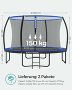 Garden Trampoline - med säkerhetsnät - Ø 366 cm