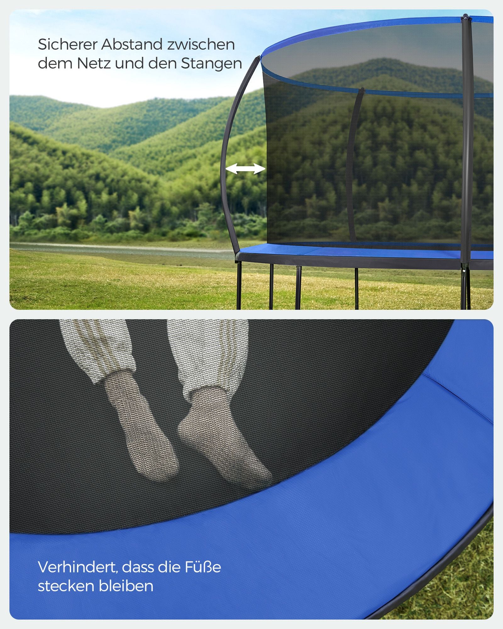 Tuintrampoline - 427 cm - Met Veiligheidsnet - Ladder - Zwart-Blauw