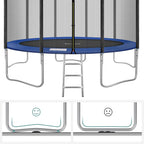 Trampolin - Round - Ø 427 cm - med stege och säkerhetsnät