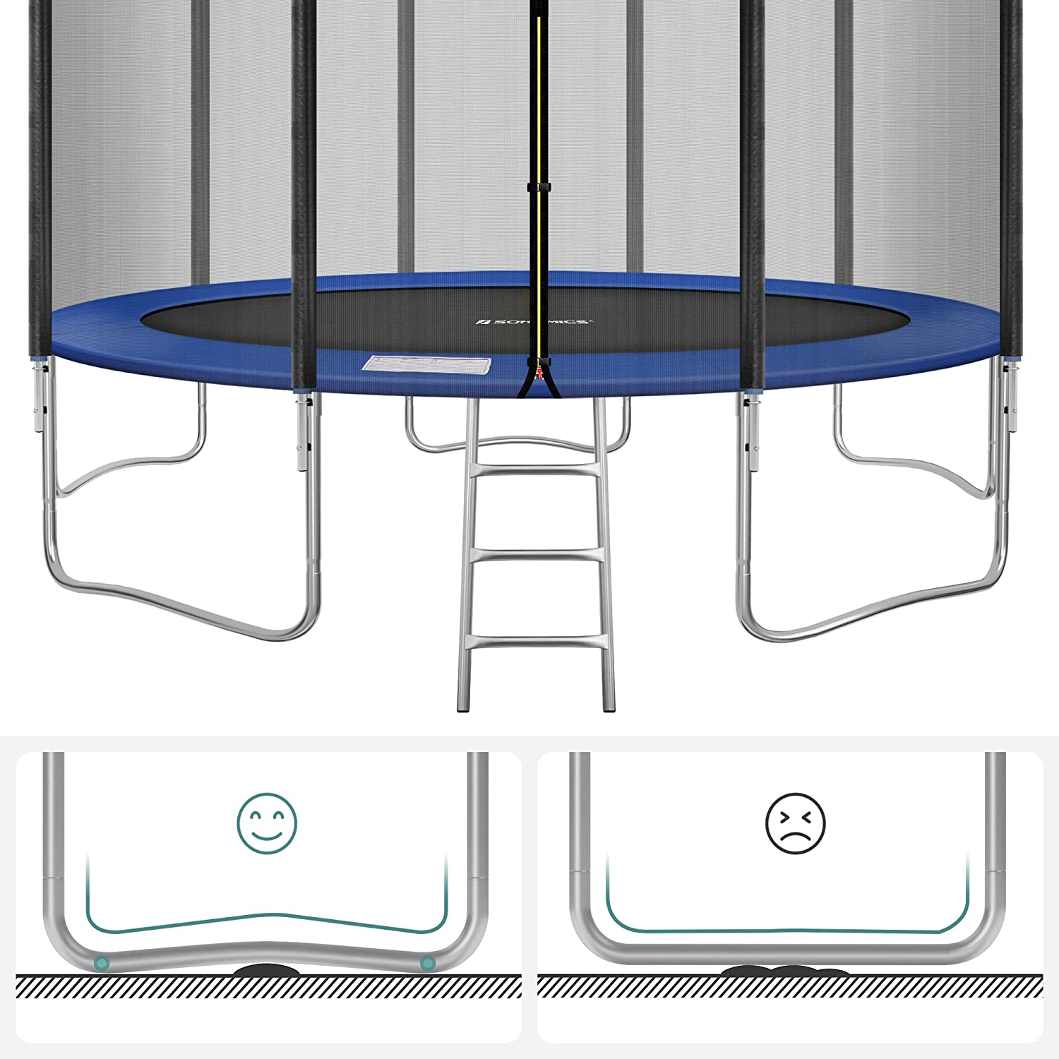 Trampolin - Round - Ø 427 cm - med stege och säkerhetsnät