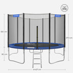 Trampolin - Round - Ø 427 cm - med stege och säkerhetsnät