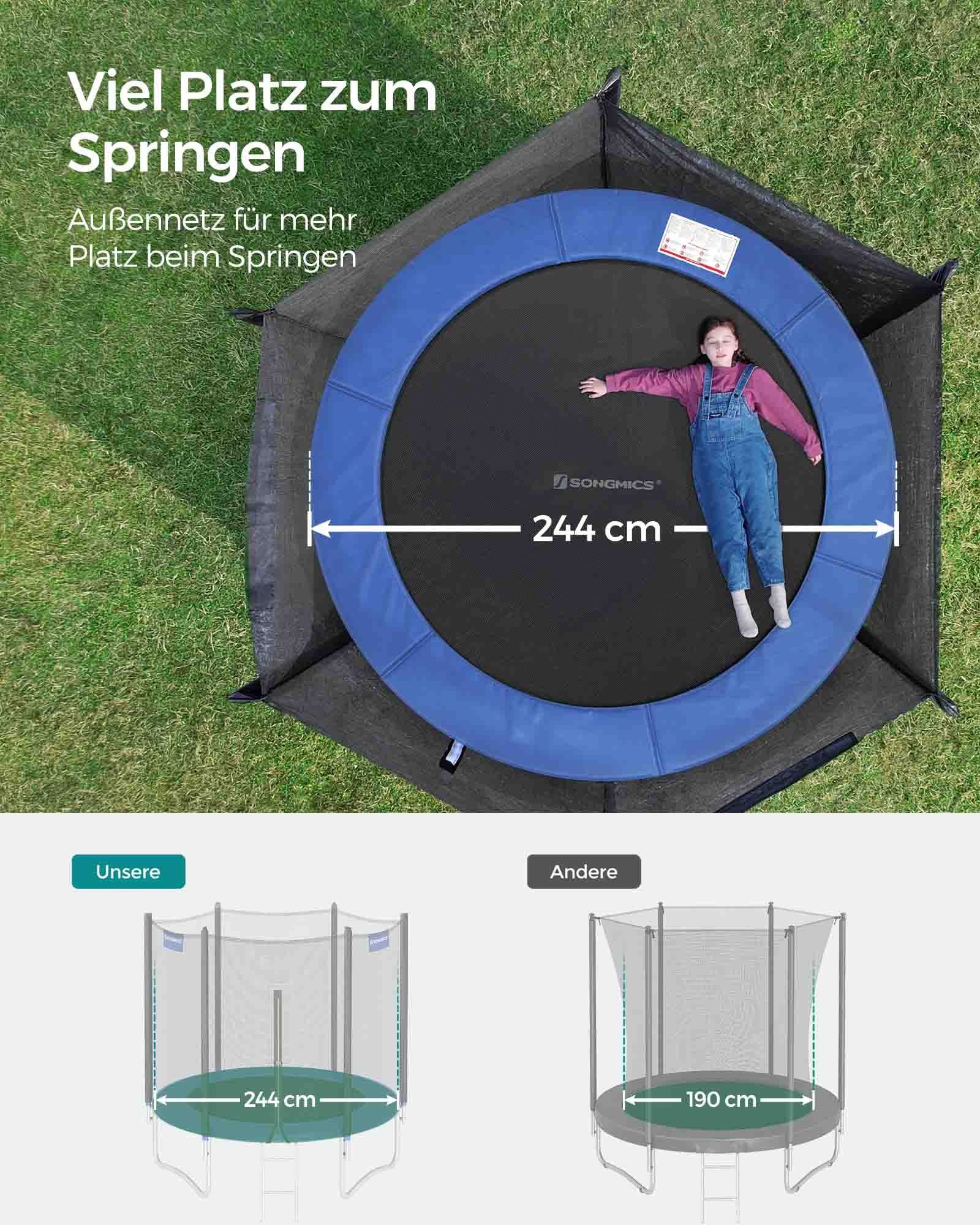 Trampolin - Ø 244 cm - svart/blå