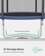 Trampolin - Ø 244 cm - svart/blå
