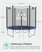 Trampolin - Ø 244 cm - svart/blå