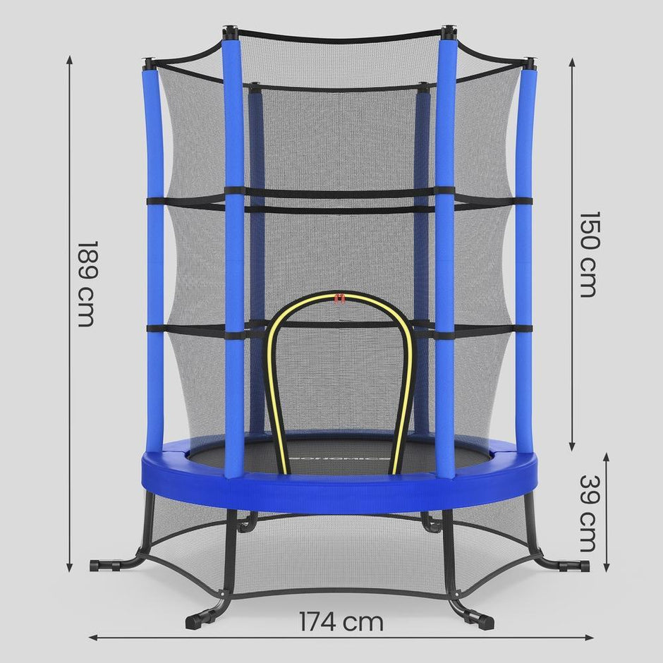 Kindertrampoline - 174 cm - Veiligheidsnet - Randbescherming - Blauw