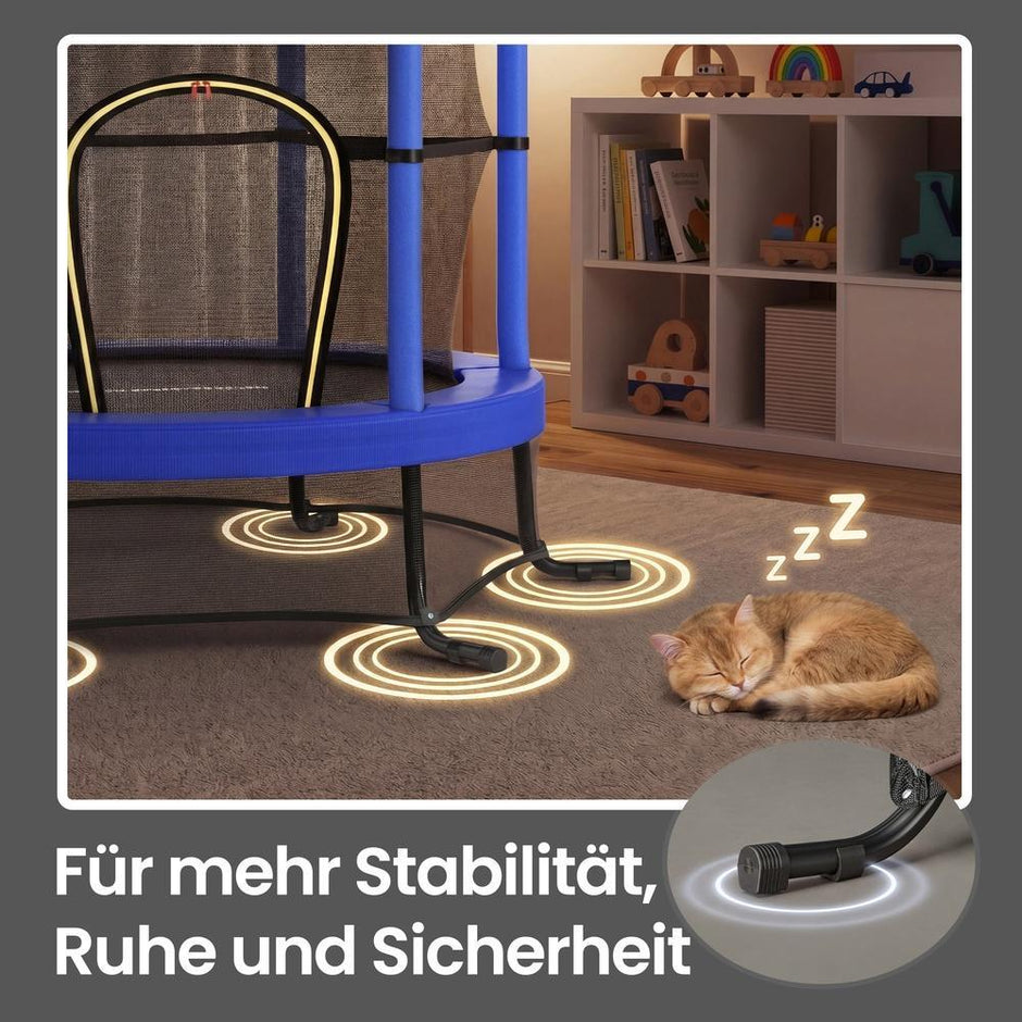 Kindertrampoline - 174 cm - Veiligheidsnet - Randbescherming - Blauw