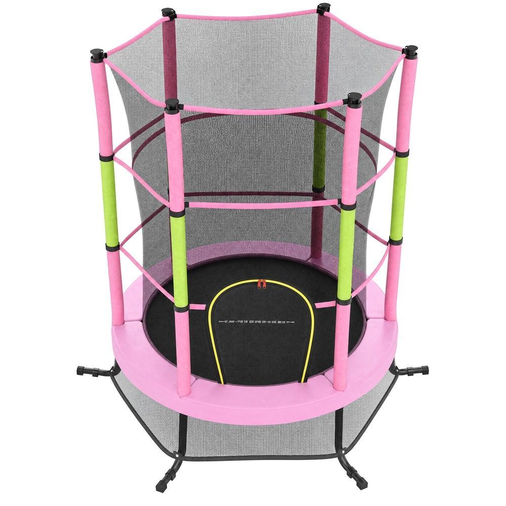 Kindertrampoline - 174 cm - Veiligheidsnet - Randbescherming - Roze