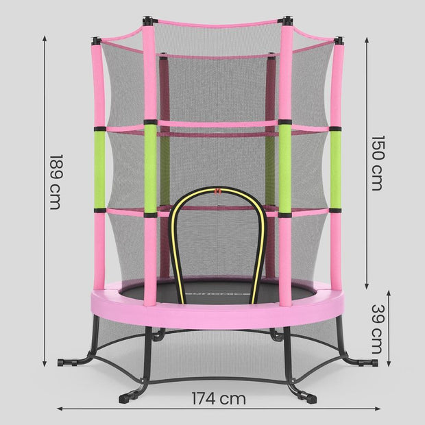 Kindertrampoline - 174 cm - Veiligheidsnet - Randbescherming - Roze