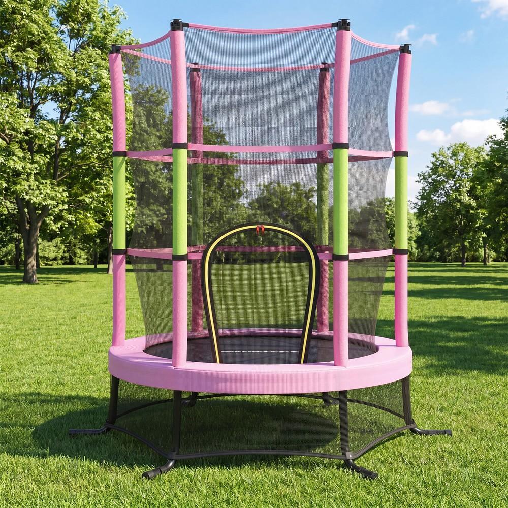 Kindertrampoline - 174 cm - Veiligheidsnet - Randbescherming - Roze