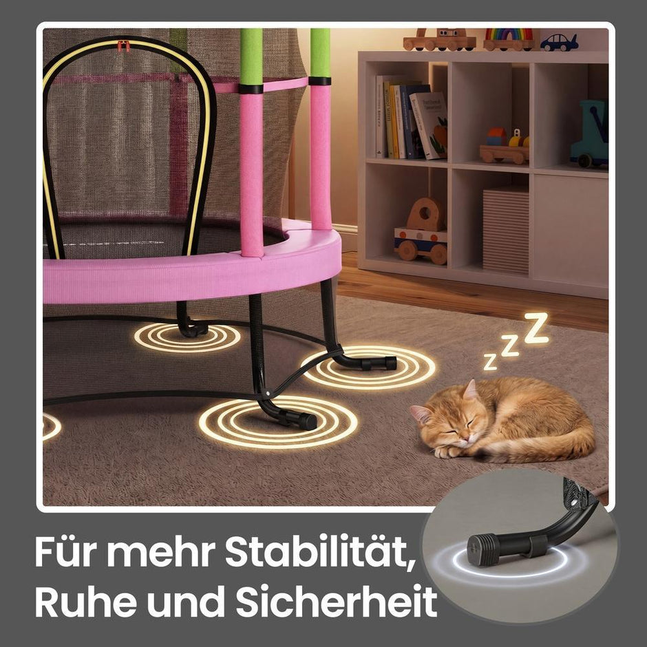 Kindertrampoline - 174 cm - Veiligheidsnet - Randbescherming - Roze