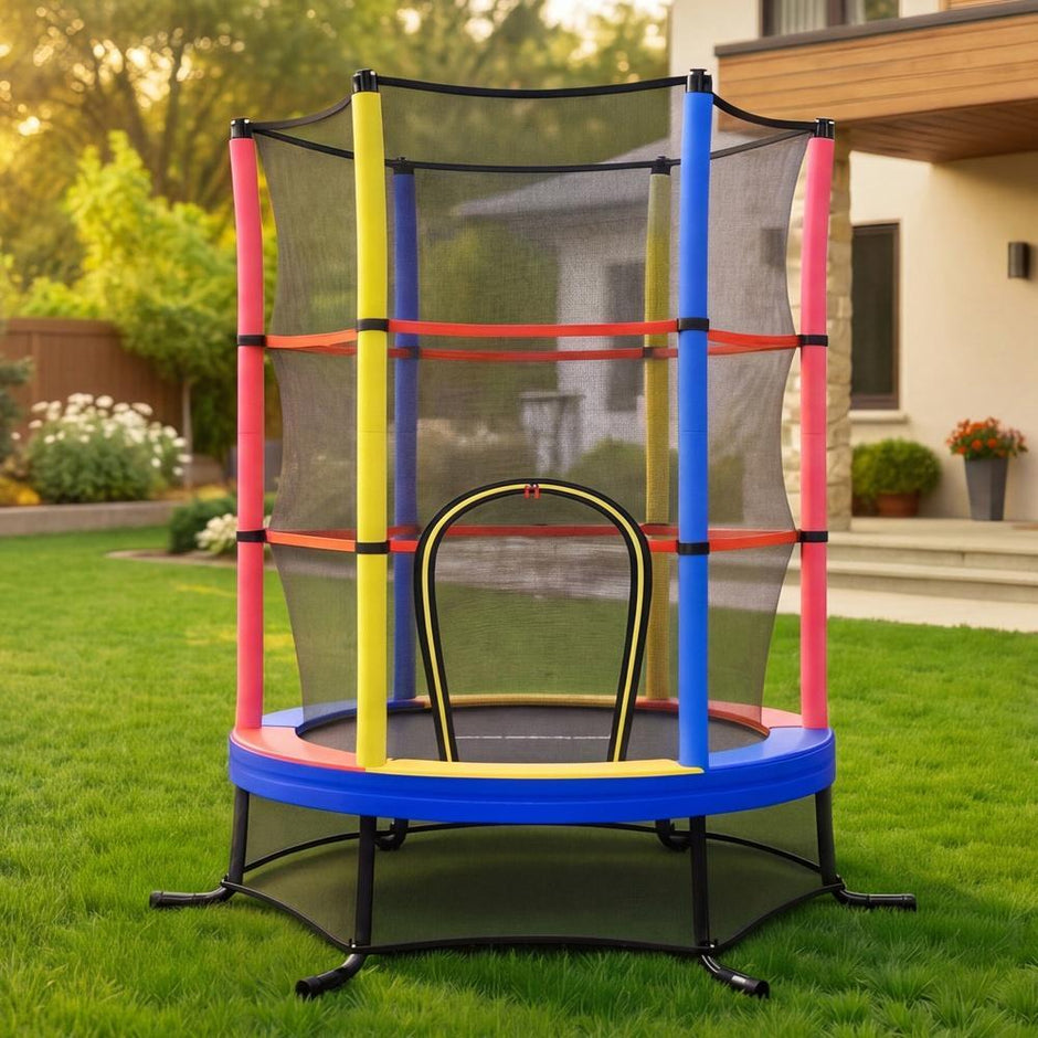 Kindertrampoline - 174 cm - Veiligheidsnet - Randbescherming - Meerkleurig
