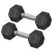 Hexagon Dumbbell – 15 kg – Gietijzer – Antislip Handvat – Zwart
