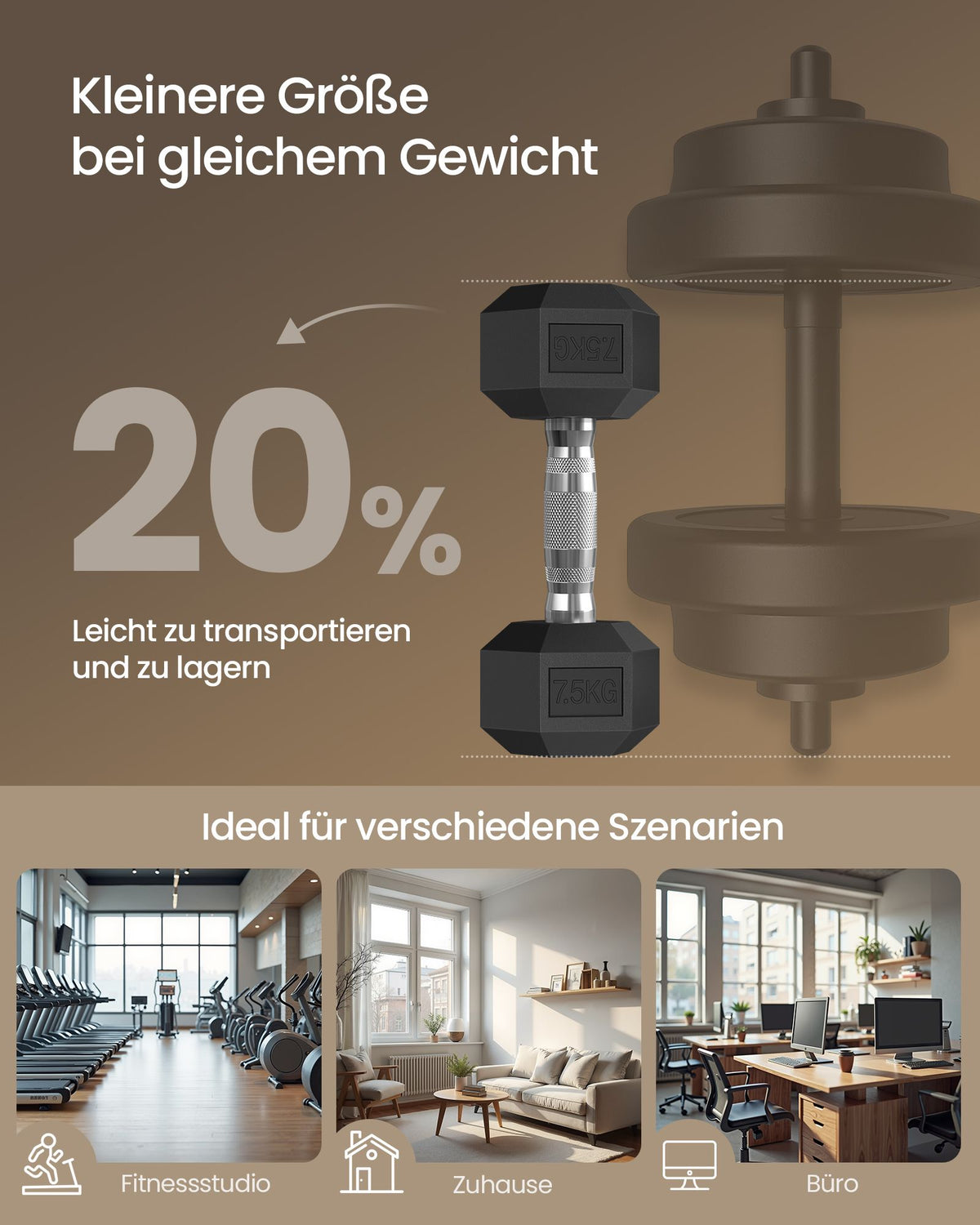Hexagon Dumbbell – 15 kg – Gietijzer – Antislip Handvat – Zwart