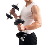 Halkerset - Justerbar hantel- och skivstångsuppsättning - Fitness Halter Set - med Halter Rang