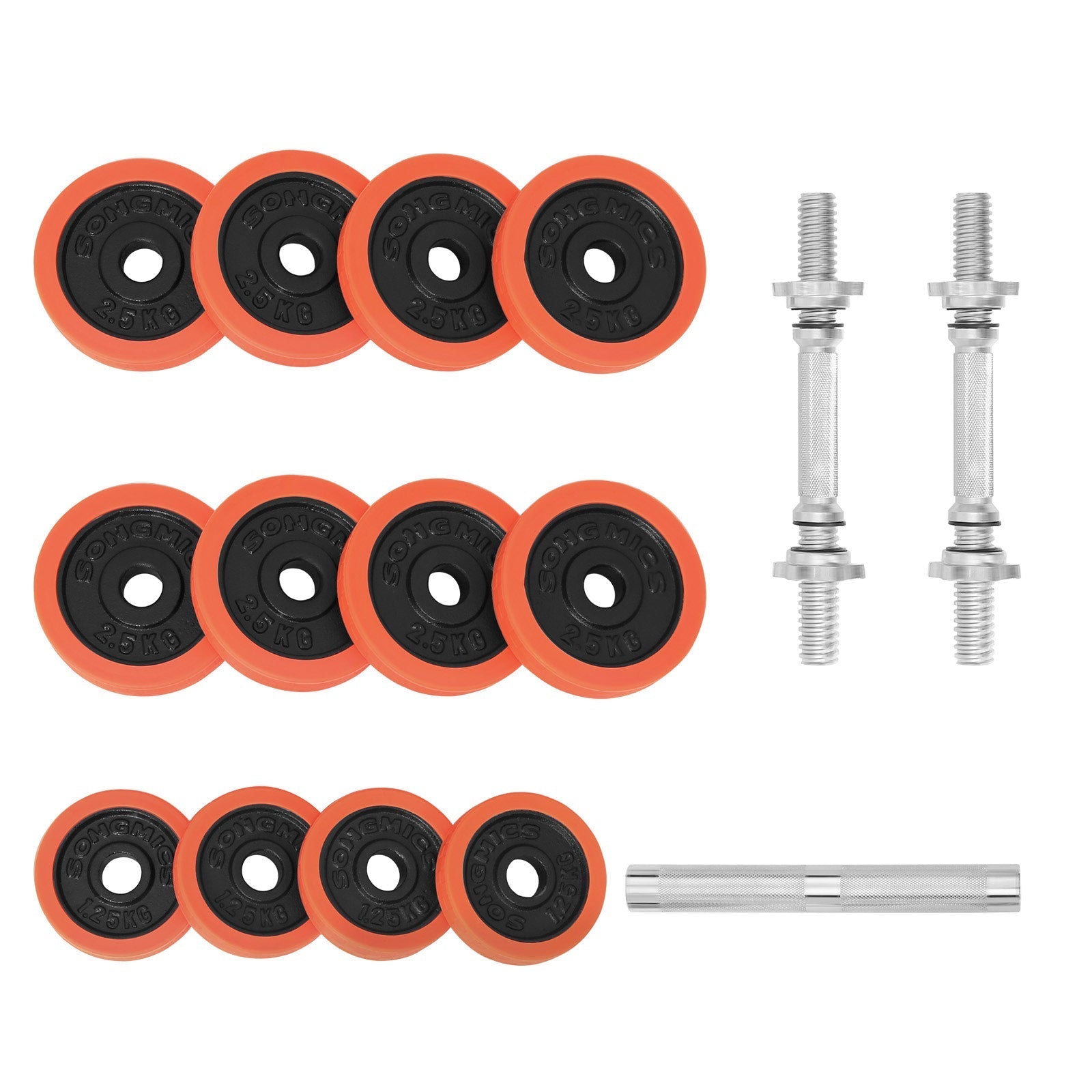 Justerbart hantelset – 25 kg – Orange