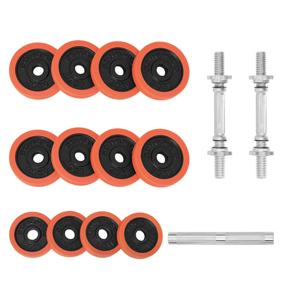 Justerbart hantelset – 25 kg – Orange