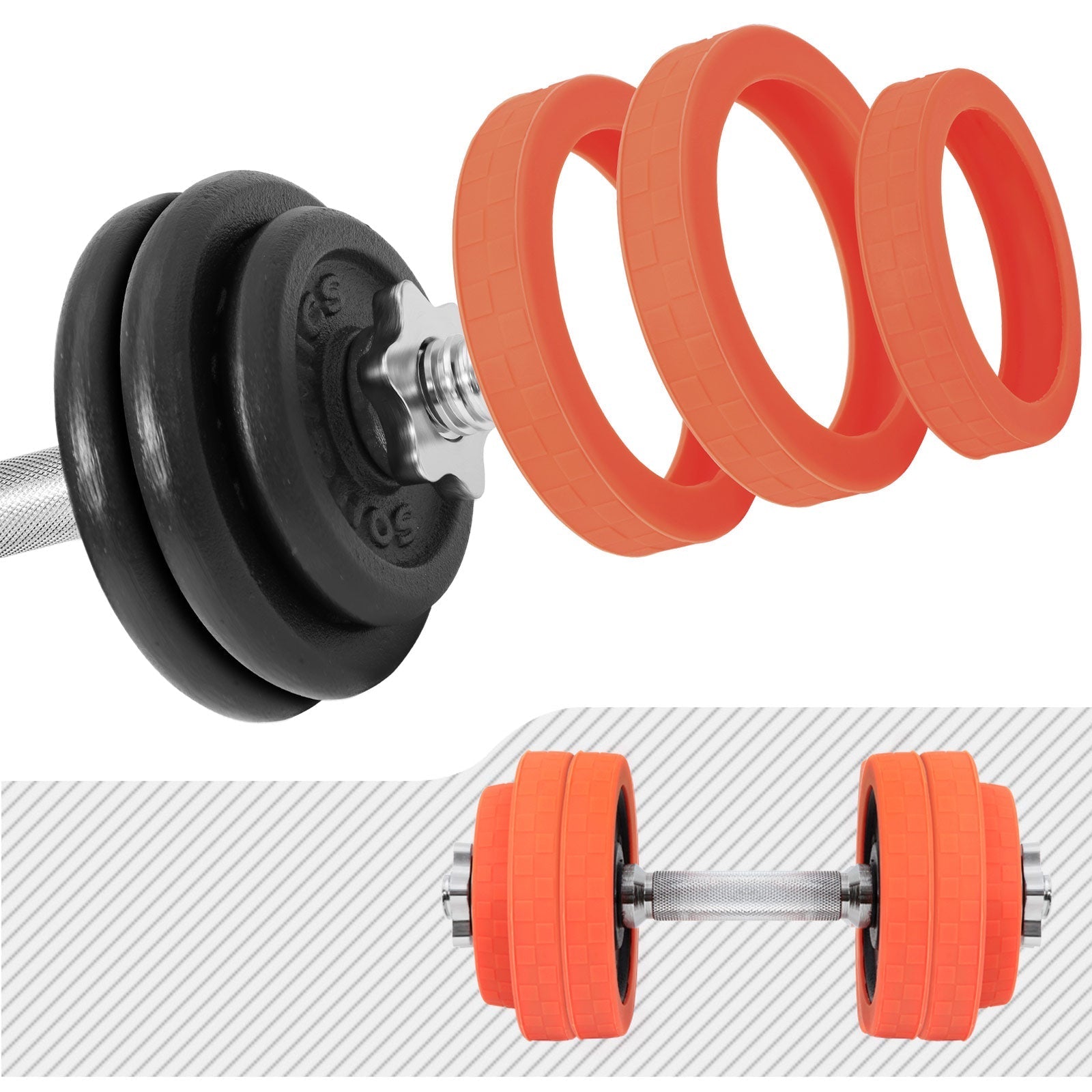 Justerbart hantelset – 25 kg – Orange