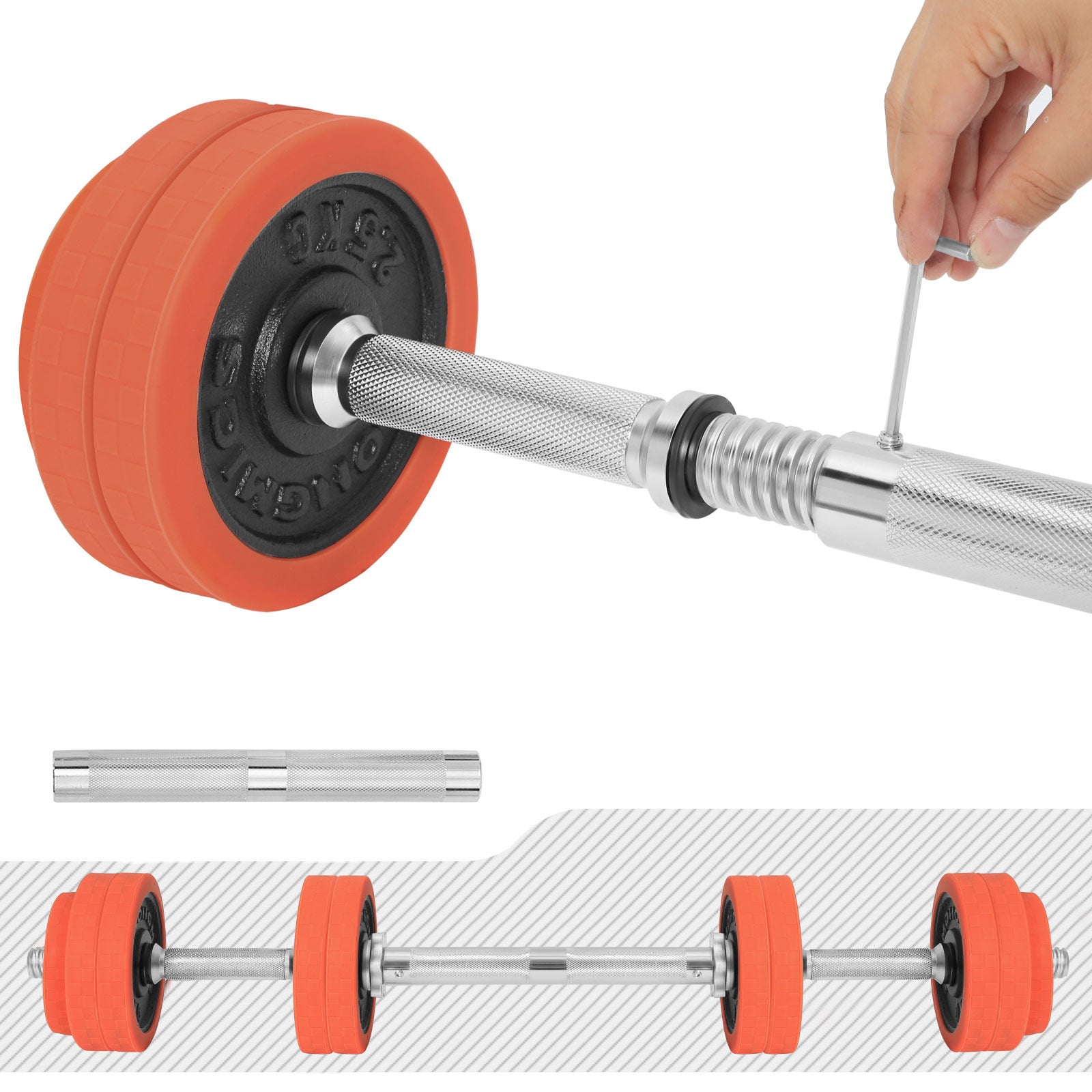 Justerbart hantelset – 25 kg – Orange