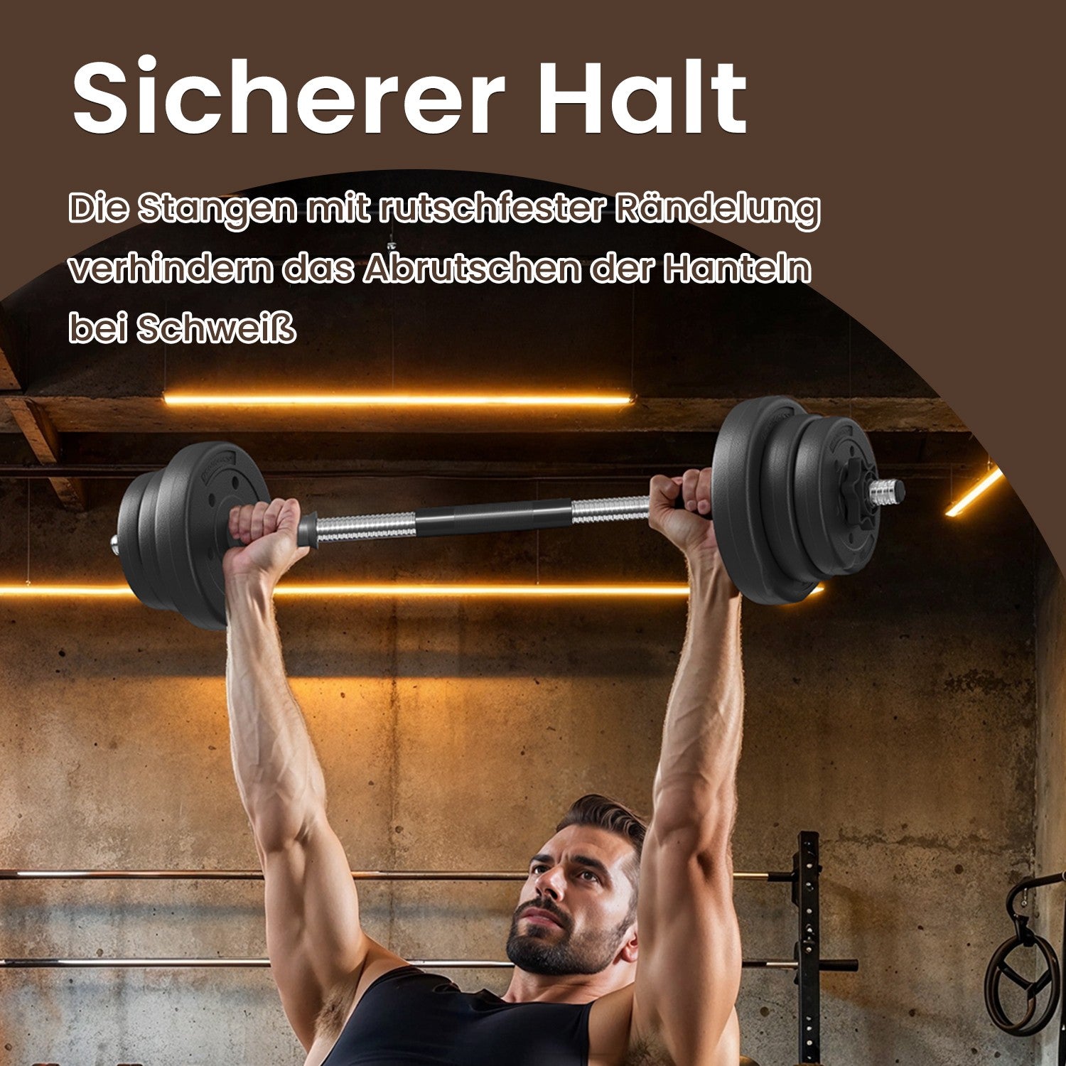 2-i-1 halter set-höljer med stålanslutningsrör, 2 x 10 kg, bläcksvart