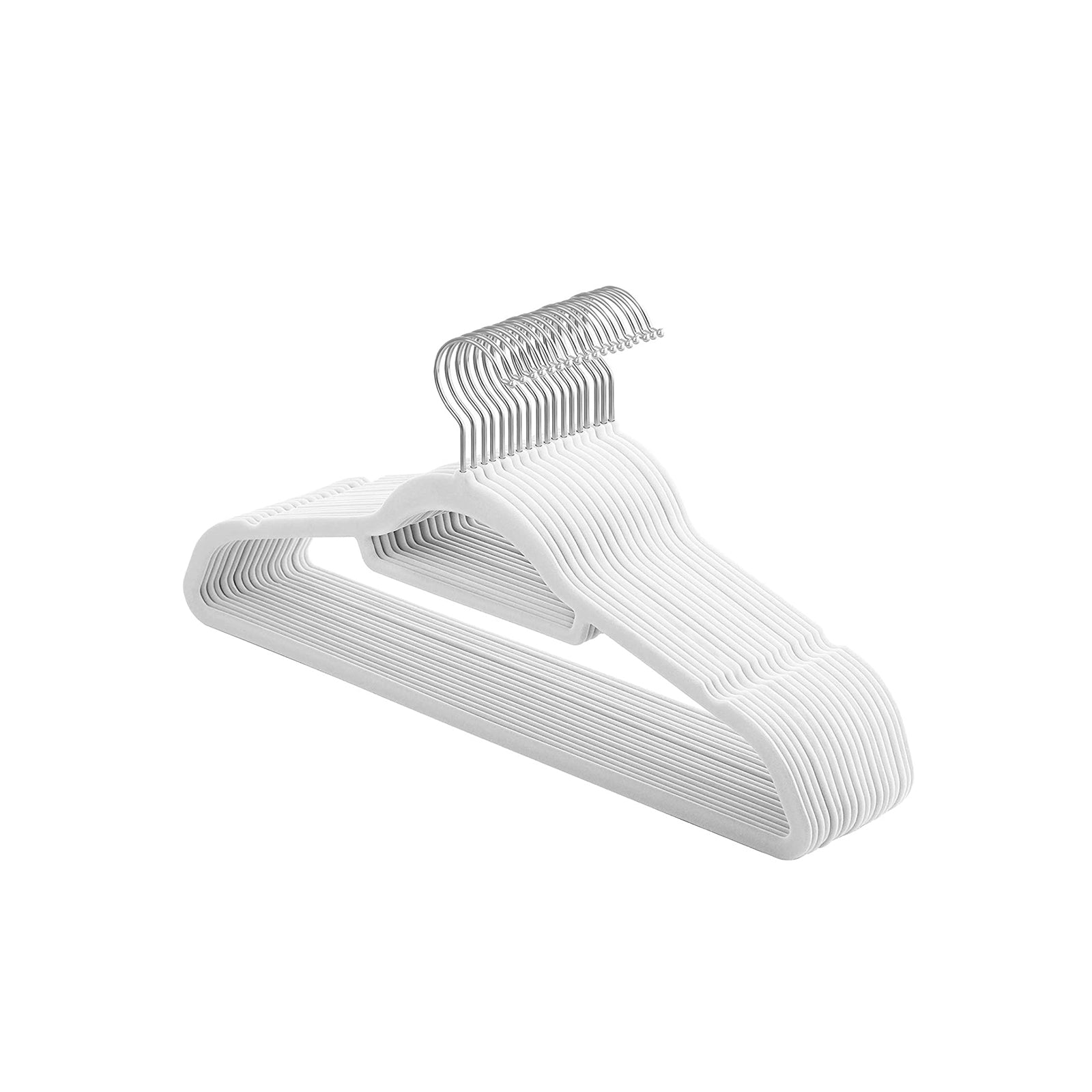 Klädhängare - Velvet - Uppsättning av 20 - 0,6 cm tjock - vit