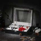 Watchbox - 10 fack - glaslock - svart/grått