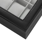 Watchbox - 10 fack - glaslock - svart/grått