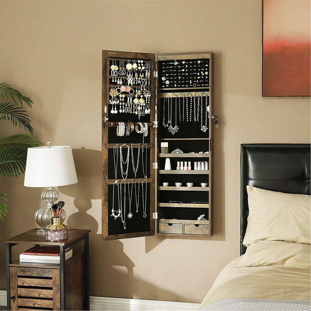 Smyckesskåp – Hängande spegelskåp – Vintage brun