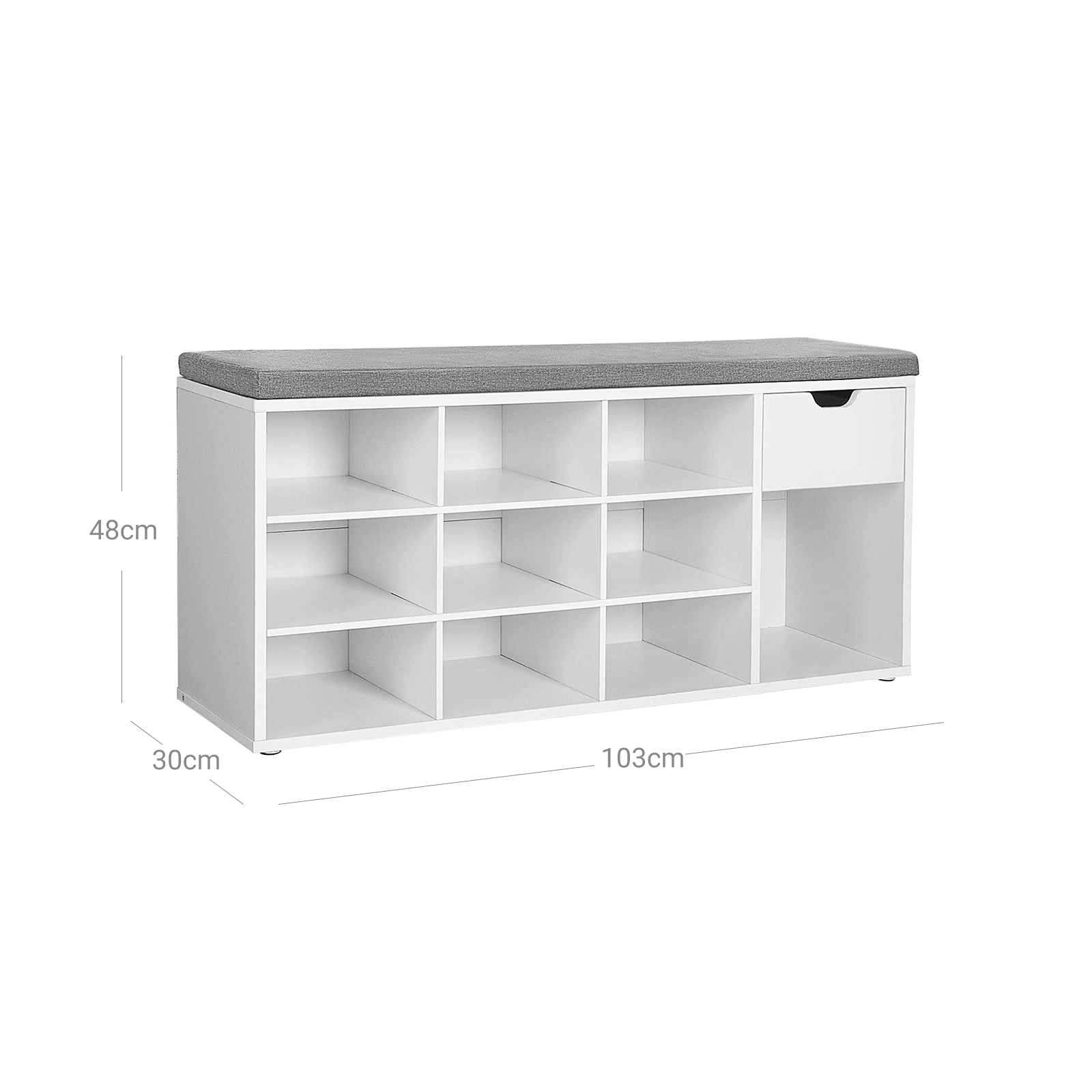 Shoe Bank - Shoe Rack med låda och öppna fack - vitt