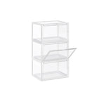 Shoe Box - Uppsättning av 3 - Stackbara arrangörer - Transparent dörr - Plast