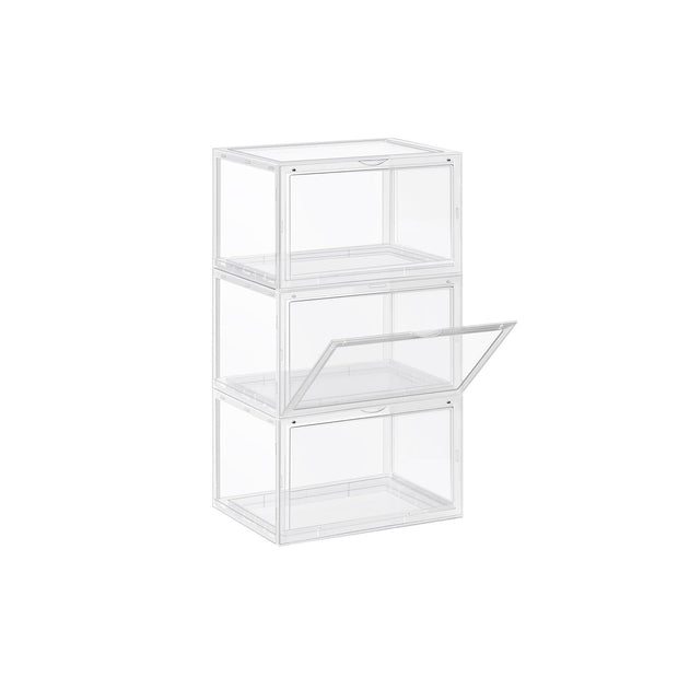 Skokartonger Set om 3 Stapelbara Transparent